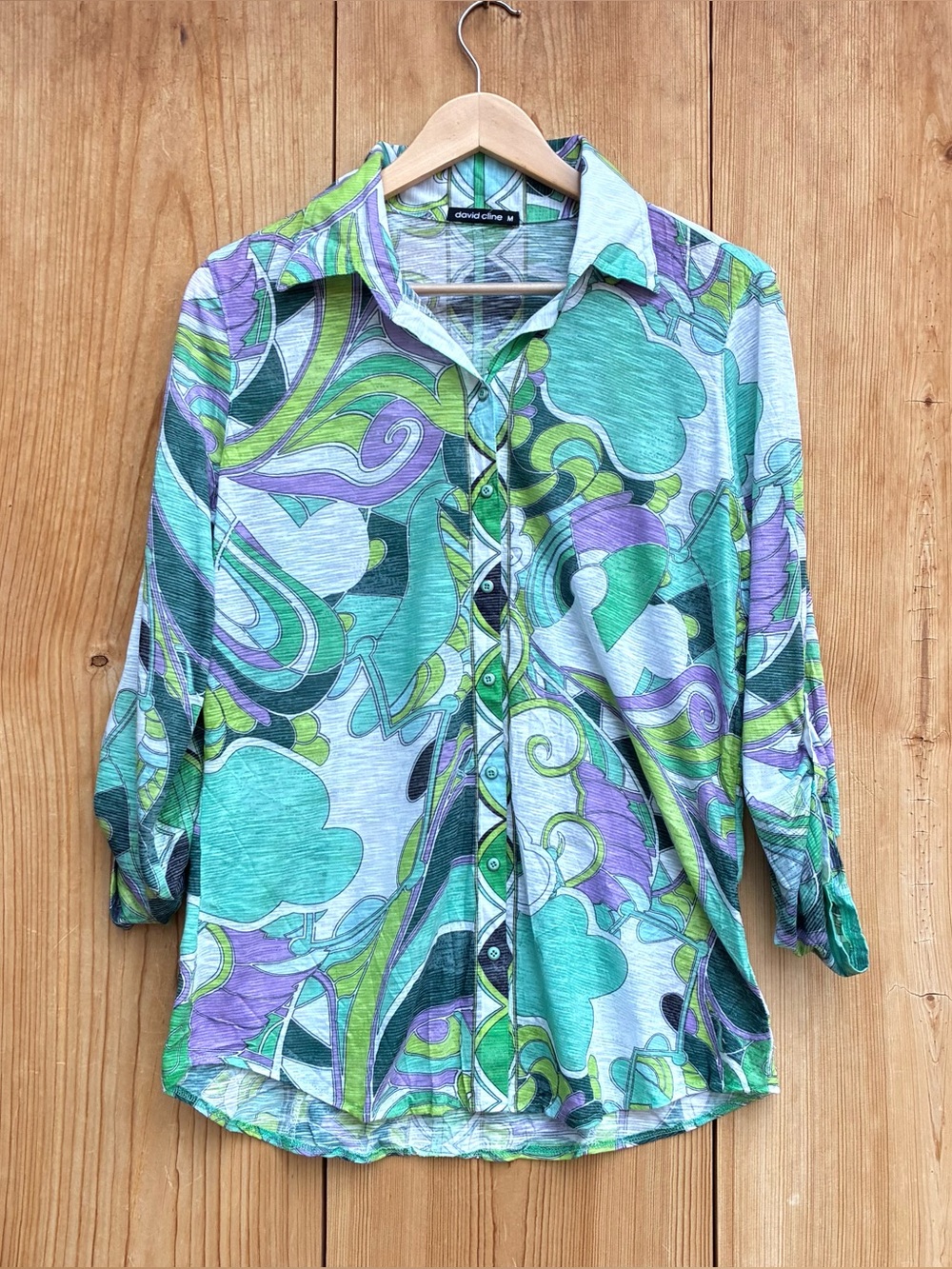 David Cline Mint Snap Front Shirt Sz Medium